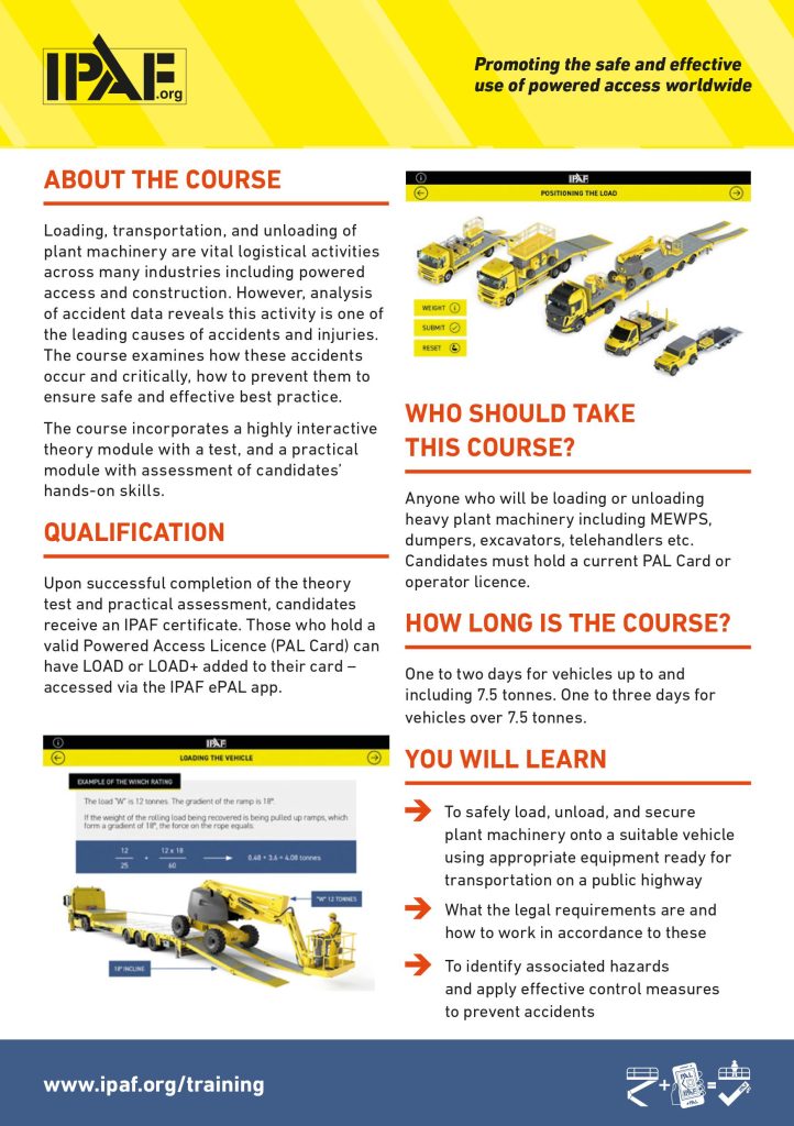 Ipaf Load And Load The Mewp Training Centre Ltd