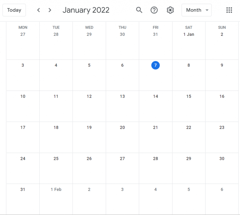 January February 2022 dates